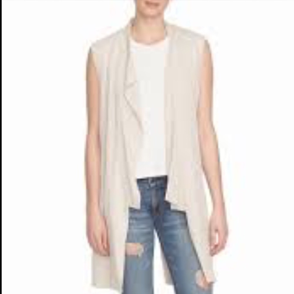 ELIANE ROSE Draped front Belted Beige Vest Top